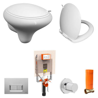 VitrA İstanbul Rim-Ex Asma Klozet ve Slim Soft Kapak Seti - Beyaz - 1