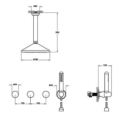VitrA Liquid Ankastre Duş Seti A42777 Krom - 2