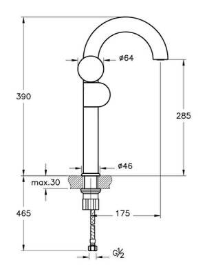 VitrA Liquid Lavabo Bataryası A42794 Yüksek - Soldan Kullanım - Krom - 2