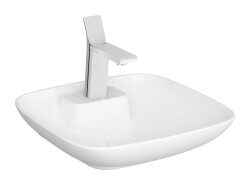 VitrA Memoria Çanak lavabo 5887B403-0041 Dikdörtgen - 45x45 cm - tek armatür delikli - su taşma deliksiz - Clean - beyaz - 1