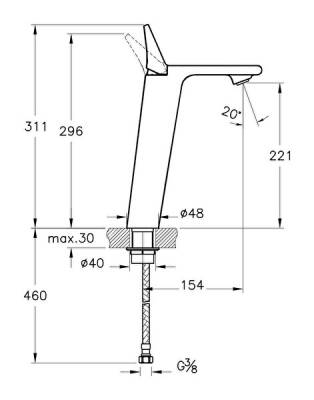 VitrA Memorıa Lavabo Bataryası A42331 Yüksek - Krom - 3