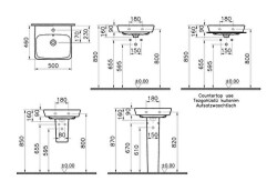 VitrA Metropole Çanak lavabo 5661B003-0937 Dikdörtgen - kompakt - 50x46 cm - tek armatür delikli - su taşma deliksiz - beyaz - 2