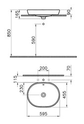 VitrA Metropole Çanak lavabo 5942B003-0012 Oval - 60x46 cm - armatür deliksiz - su taşma delikli - beyaz - 2