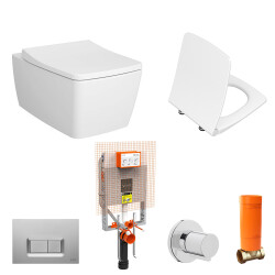 VitrA Metropole Kanallı Asma Klozet ve Soft Slim Kapak Seti - Beyaz - 1