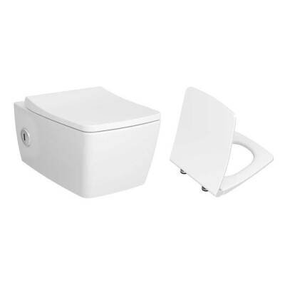 VitrA Metropole Rim-Ex Temassız Taharet Musluklu Asma Klozet ve Kapak Takımı, Beyaz - 1