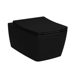 VitrA Metropole Rim-Ex Asma Klozet ve Slim Soft Kapak Takımı - Siyah - 2