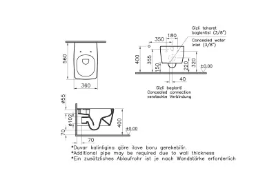 VitrA Metropole Rim-Ex Asma Klozet ve Soft Slim Kapak Seti - Beyaz - 3