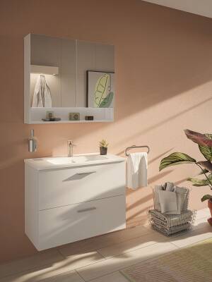 VitrA Mia 66050 Banyo Dolabı Seti, Çekmeceli, 80cm, Beyaz - 2