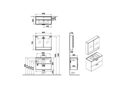 VitrA Mia 66050 Banyo Dolabı Seti, Çekmeceli, 80cm, Beyaz - 3
