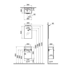 VitrA Mia 75022 Banyo Dolabı Seti,Kapaklı, 40cm, Parlak Beyaz - 2