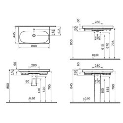 VitrA Nest Lavabo 5682B003-0001, 80cm, Beyaz - 2