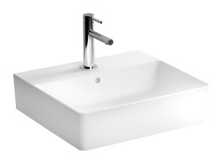 VitrA Nuo Çanak lavabo 7431B003-0001 Dikdörtgen - kompakt - 50x44 cm - tek armatür delikli - su taşma delikli - beyaz - 1