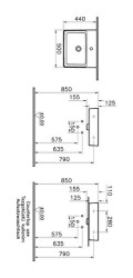 VitrA Nuo Çanak lavabo 7431B003-0001 Dikdörtgen - kompakt - 50x44 cm - tek armatür delikli - su taşma delikli - beyaz - 2