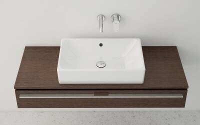 VitrA Nuo Çanak lavabo 7436B003-0012 Dikdörtgen - kompakt - 50x38 cm - armatür deliksiz - su taşma delikli - beyaz - 2