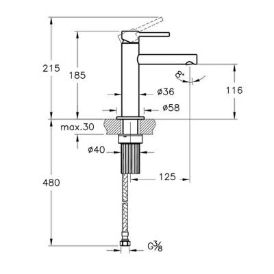 VitrA Origin Lavabo Bataryası A42556 Krom - 2