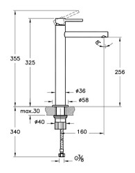 VitrA Origin Lavabo Bataryası A42558 Yüksek - Uzun Çıkış Ucu - Krom - 6