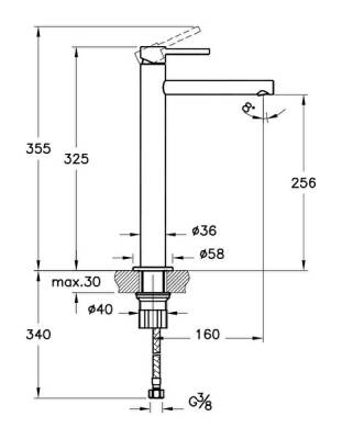 VitrA Origin Lavabo Bataryası A42558 Yüksek - Uzun Çıkış Ucu - Krom - 6