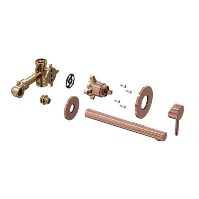 VitrA Origin Ankastre Lavabo Bataryası A4258126 Sıva Üstü Grubu - İki Rozetli - Bakır - 3