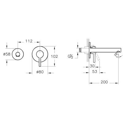 VitrA Origin Ankastre Lavabo Bataryası A4258136WTC Sıva Üstü Grubu - Mat Siyah - 2