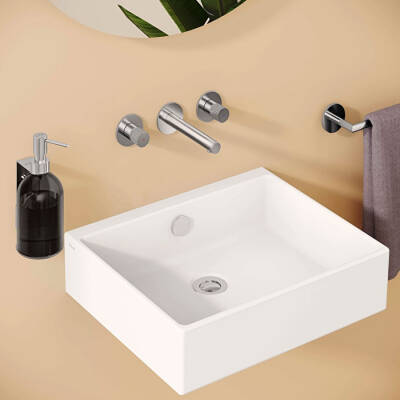 VitrA Origin Ankastre Lavabo Bataryası A42582 Sıva Üstü Grubu - Üç Rozetli - Krom - 5