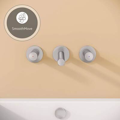 VitrA Origin Ankastre Lavabo Bataryası A42582 Sıva Üstü Grubu - Üç Rozetli - Krom - 4