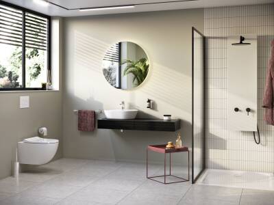 VitrA Origin Duş Sistemi A45806 Masajlı - Bej Cam - Siyah - 2