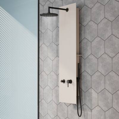 VitrA Origin Duş Sistemi A45806 Masajlı - Bej Cam - Siyah - 1