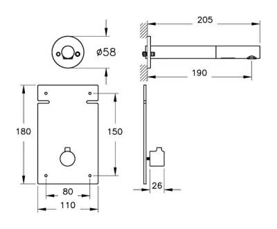 VitrA Origin Temassız Ankastre Lavabo Bataryası A47111 Uzun - Krom - 2
