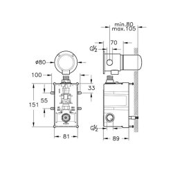 VitrA Origin Temassız Ankastre Lavabo Bataryası A47112 Sıva Altı Grubu - Krom - 2