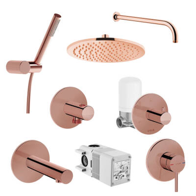 VitrA Origin Ankastre Duş Seti - 8 Parça - Bakır - 1