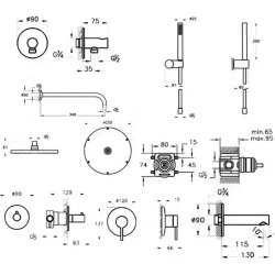 VitrA Origin Ankastre Duş Seti - 8 Parça - Bakır - 2