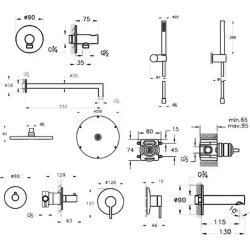 VitrA Origin Ankastre Duş Seti - 8 Parça - Krom - 2