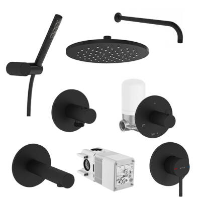 VitrA Origin Ankastre Duş Seti - 8 Parça - Siyah - 1