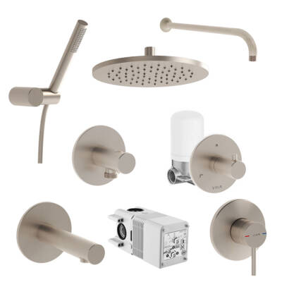 VitrA Origin Ankastre Duş Seti - 9 Parça - Fırçalı Nikel - 1