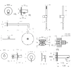 VitrA Origin Ankastre Duş Seti - Bakır - 8 Parça - 9
