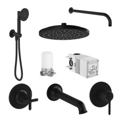 VitrA Origin Classic Ankastre Duş Seti, 8 Parça, Mat Siyah