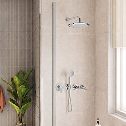 VitrA Origin Classic Ankastre Duş Seti, 8 Parça, Krom