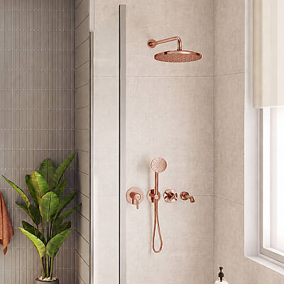 VitrA Origin Classic Ankastre Duş Seti, 8 Parça, Soft Bakır - 1
