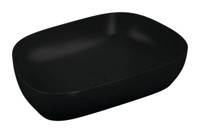 VitrA Outline Çanak lavabo 5993B483-0016 Tv shape - 60x41 cm - armatür deliksiz - su taşma deliksiz - Clean - mat siyah - 1