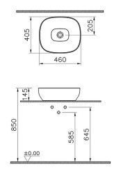VitrA Outline Çanak lavabo 5994B403-0016 Dikdörtgen - kompakt - 45x41 cm - armatür deliksiz - su taşma deliksiz - Clean - beyaz - 5