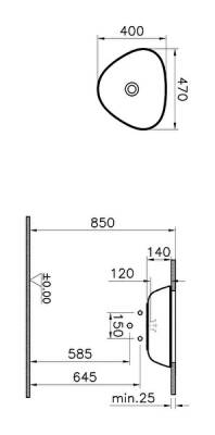 VitrA Plural Tezgahaltı lavabo 7812B403-1083 Üçgen - kompakt - 45x40 cm - armatür deliksiz - su taşma deliksiz - Clean - beyaz - 2