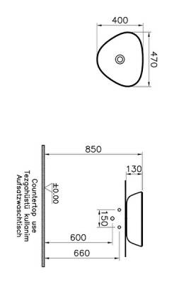 VitrA Plural Çanak lavabo 7812B403-0016 Üçgen - kompakt - 45x40 cm - armatür deliksiz - su taşma deliksiz - Clean - beyaz - 4