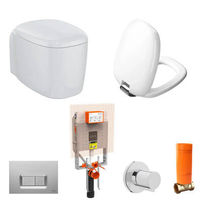 VitrA Plural Rim-Ex Asma Klozet ve Soft Kapak Seti - Beyaz - 1