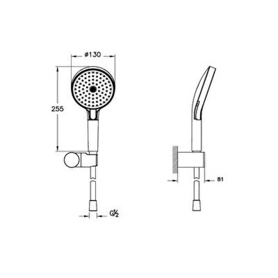 VitrA Prıme Round A4592474 3F El Duşu Takımı, Soft Altın - 2