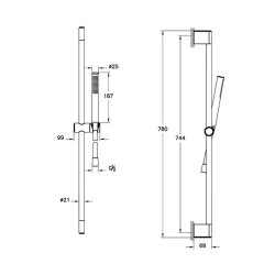 VitrA Prime Round A45929 Stıck 1F Sürgülü El Duşu Takımı, Krom - 2