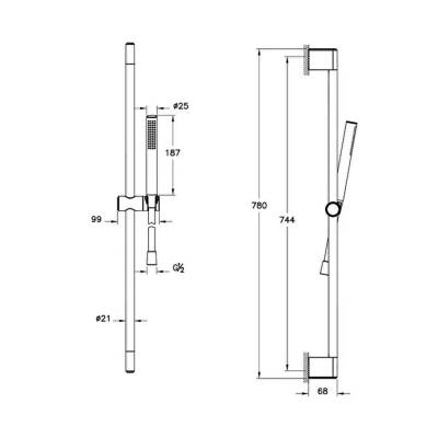 VitrA Prime Round A45929 Stıck 1F Sürgülü El Duşu Takımı, Krom - 2