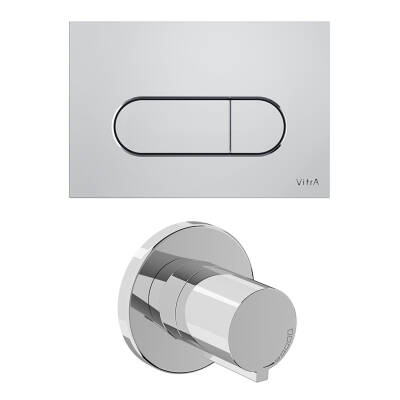 VitrA Root Round 800-2031 Kumanda Paneli ve Stop Valf Seti, Parlak Krom (740-2280, A41461GR) - 1