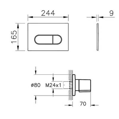 VitrA Root Round 800-2031 Kumanda Paneli ve Stop Valf Seti, Parlak Krom (740-2280, A41461GR) - 2