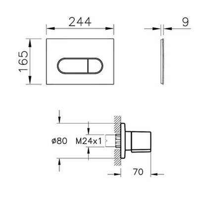 VitrA Root Round 800-2036 Kumanda Paneli ve Stop Valf Seti, Mat Siyah (740-2280, A41461GR) - 2