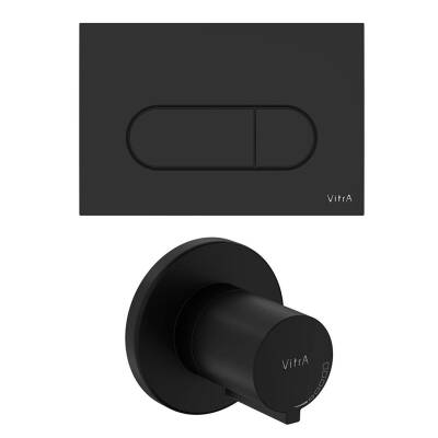 VitrA Root Round 800-2036 Kumanda Paneli ve Stop Valf Seti, Mat Siyah (740-2280, A41461GR) - 1